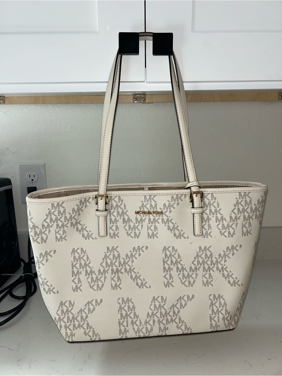 Michael Kors Handbags - Michael Kors Cream and Beige MK Signature Tote